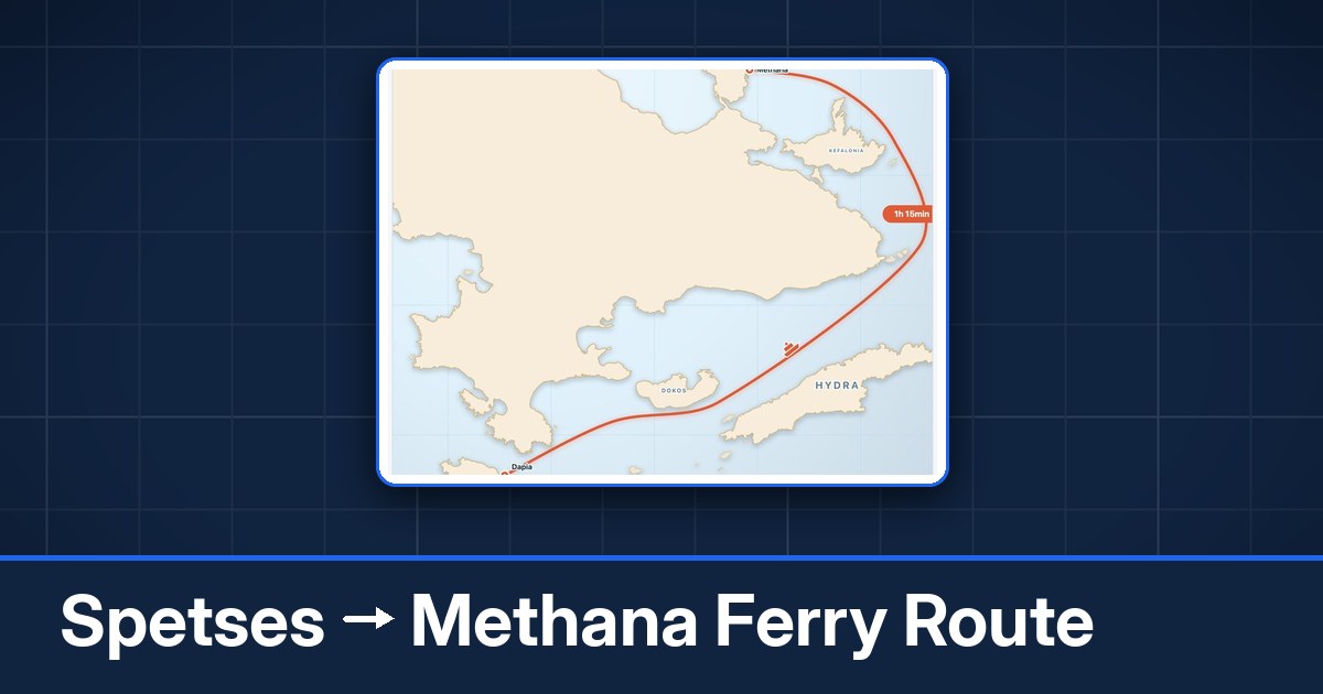 Spetses to Methana ferry route summary