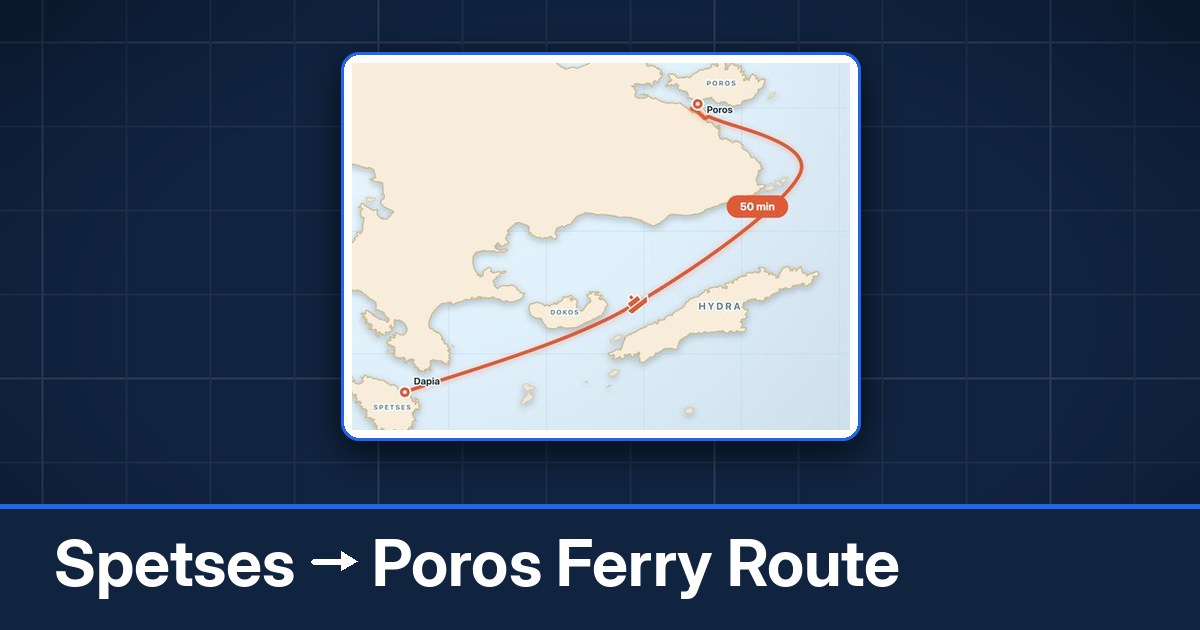 Spetses to Poros ferry route summary