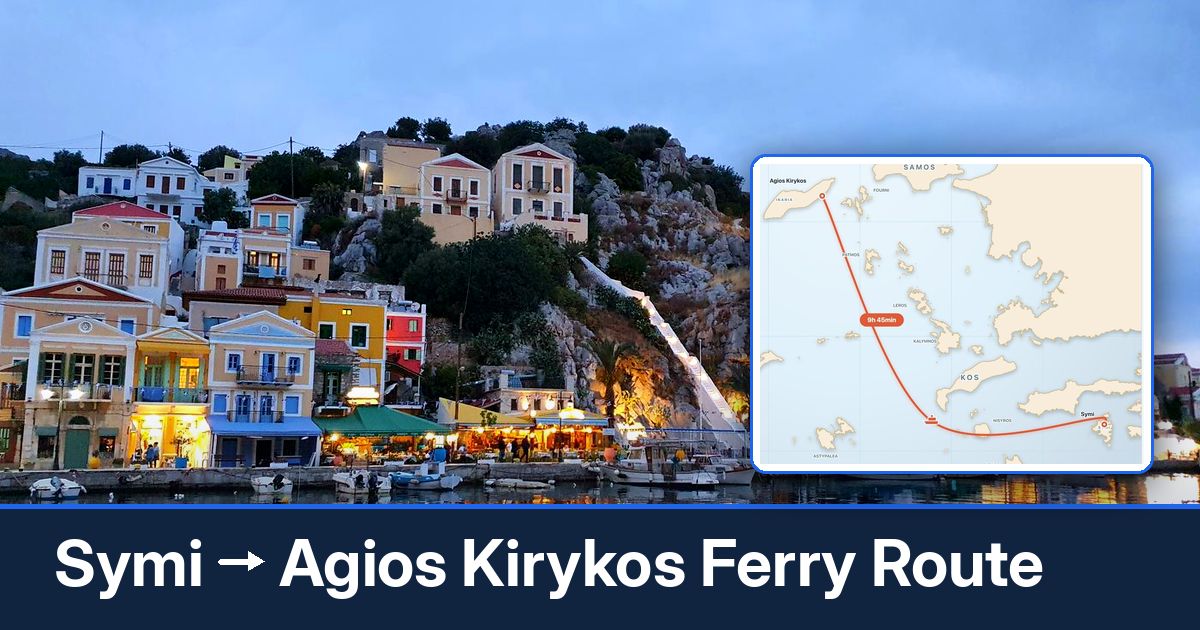 Symi to Agios Kirykos ferry route summary