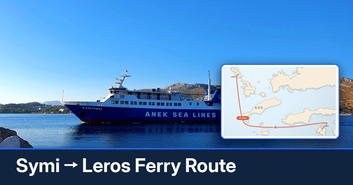 Symi to Leros ferry route summary
