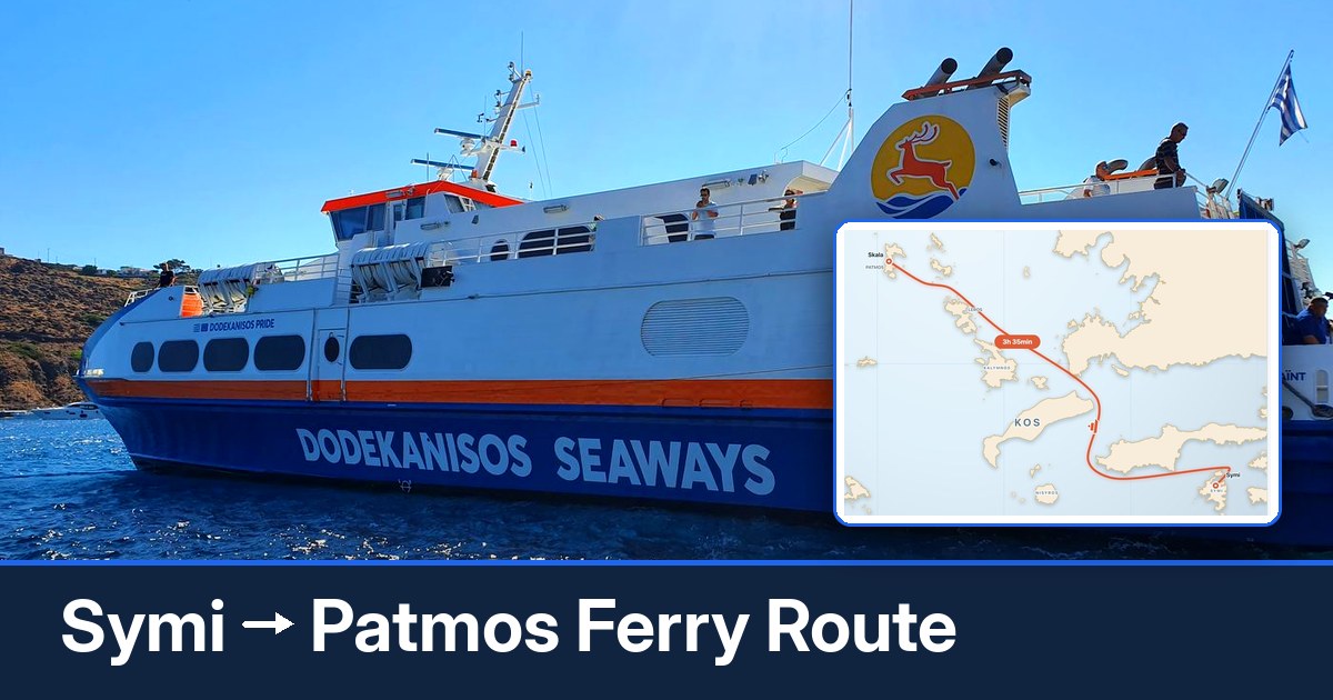 Symi to Patmos ferry route summary