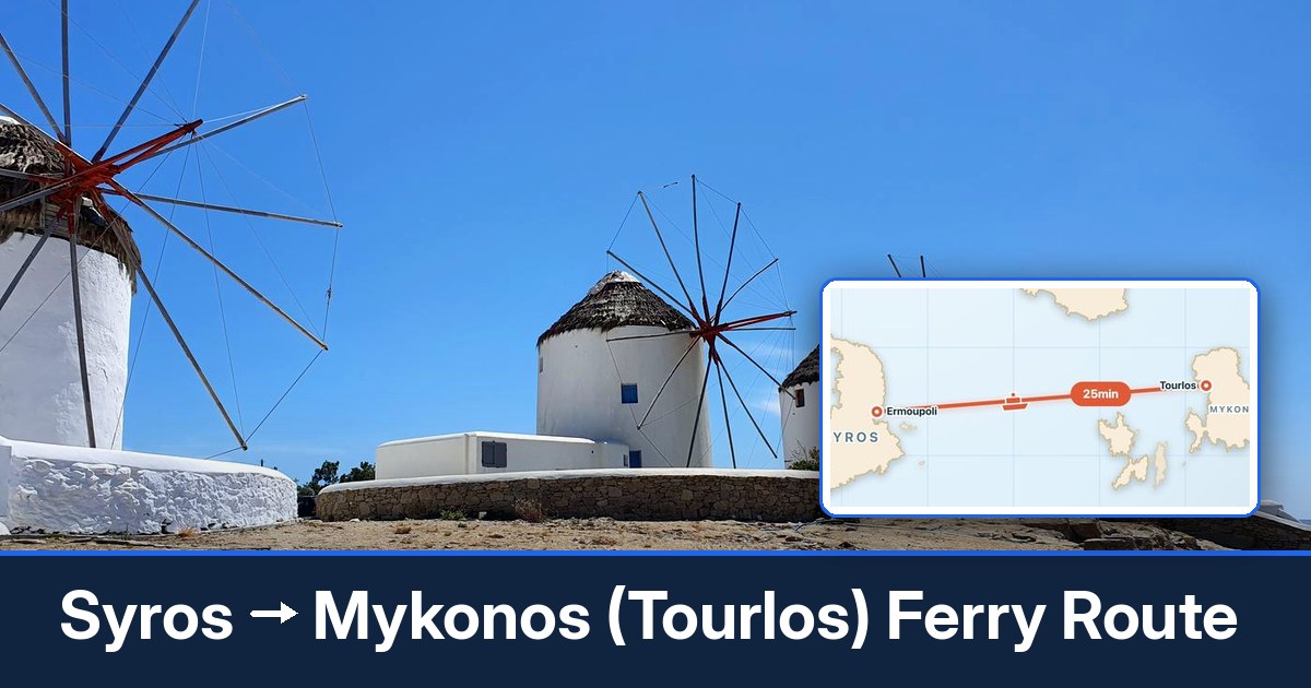 Syros to Mykonos (Tourlos) ferry route summary