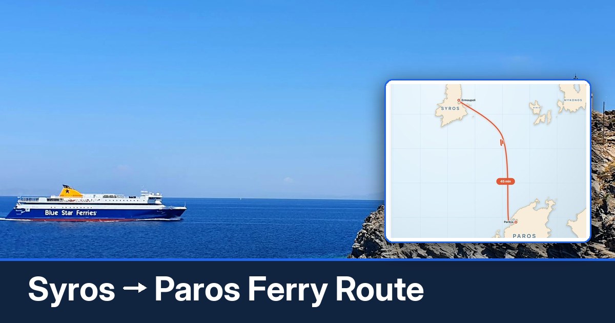 Syros to Paros ferry route summary