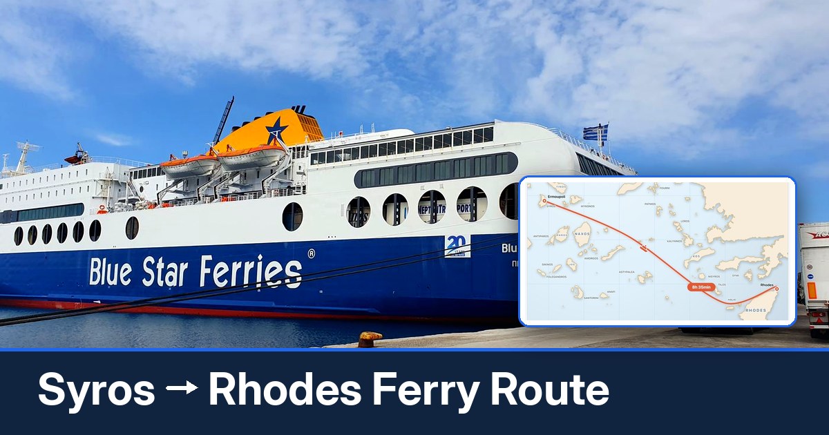 Syros to Rhodes ferry route summary