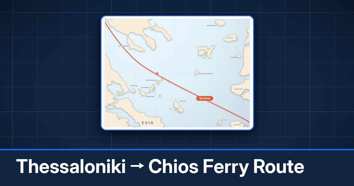 Thessaloniki to Chios ferry route summary