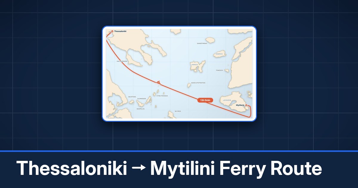 Thessaloniki to Mytilini ferry route summary