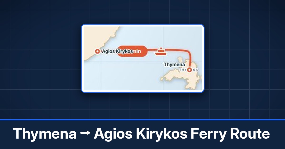 Thymena to Agios Kirykos ferry route summary