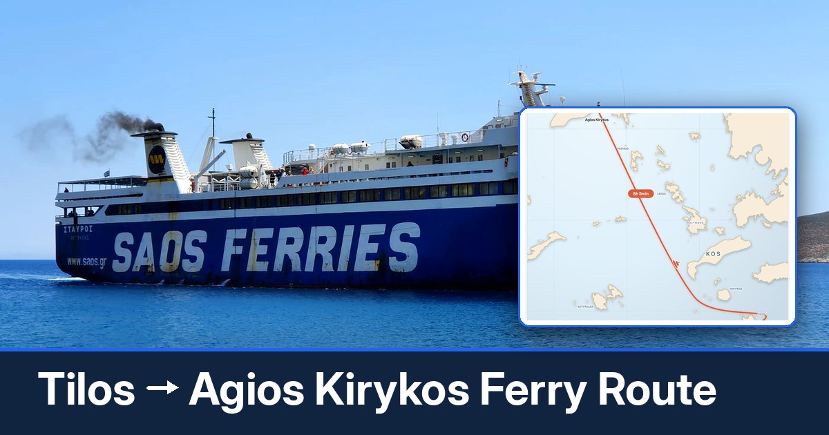 Tilos to Agios Kirykos ferry route summary