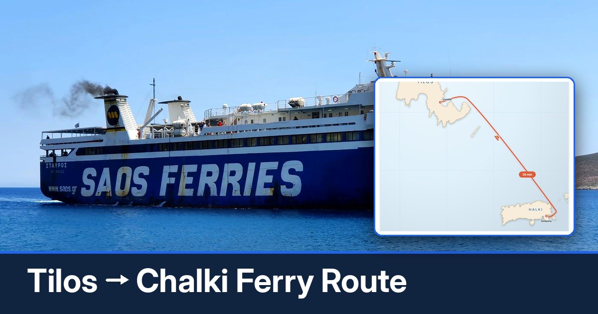 Tilos to Chalki ferry route summary