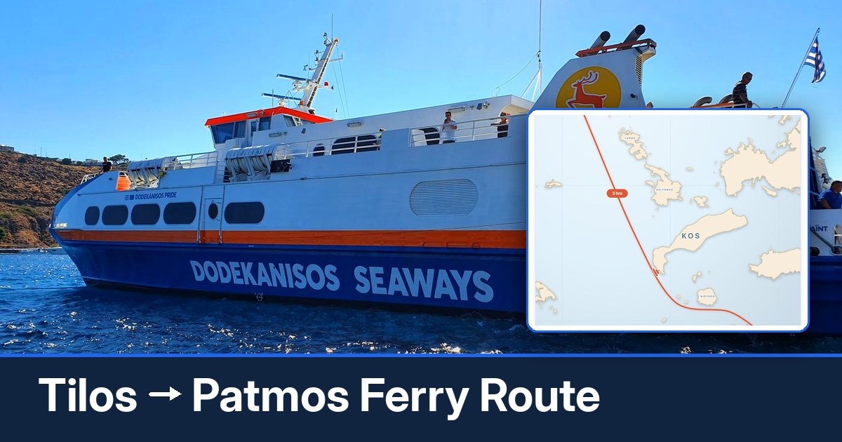 Tilos to Patmos ferry route summary