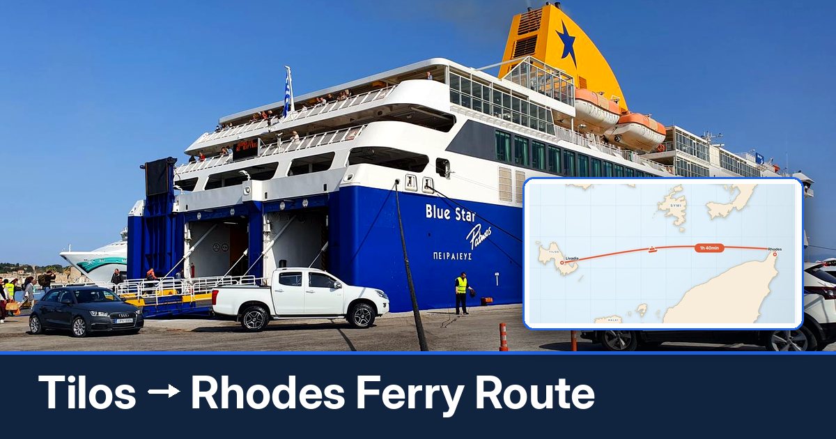 Tilos to Rhodes ferry route summary