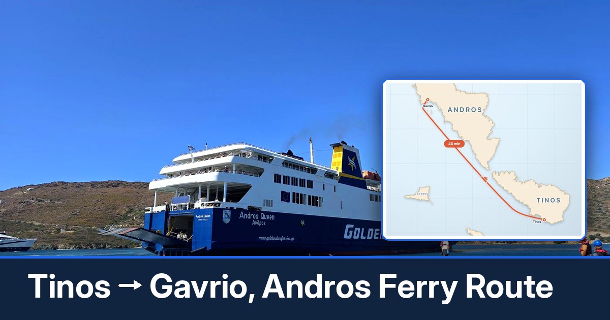 Tinos to Gavrio, Andros ferry route summary
