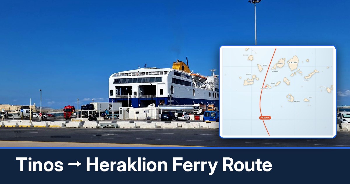Tinos to Heraklion ferry route summary
