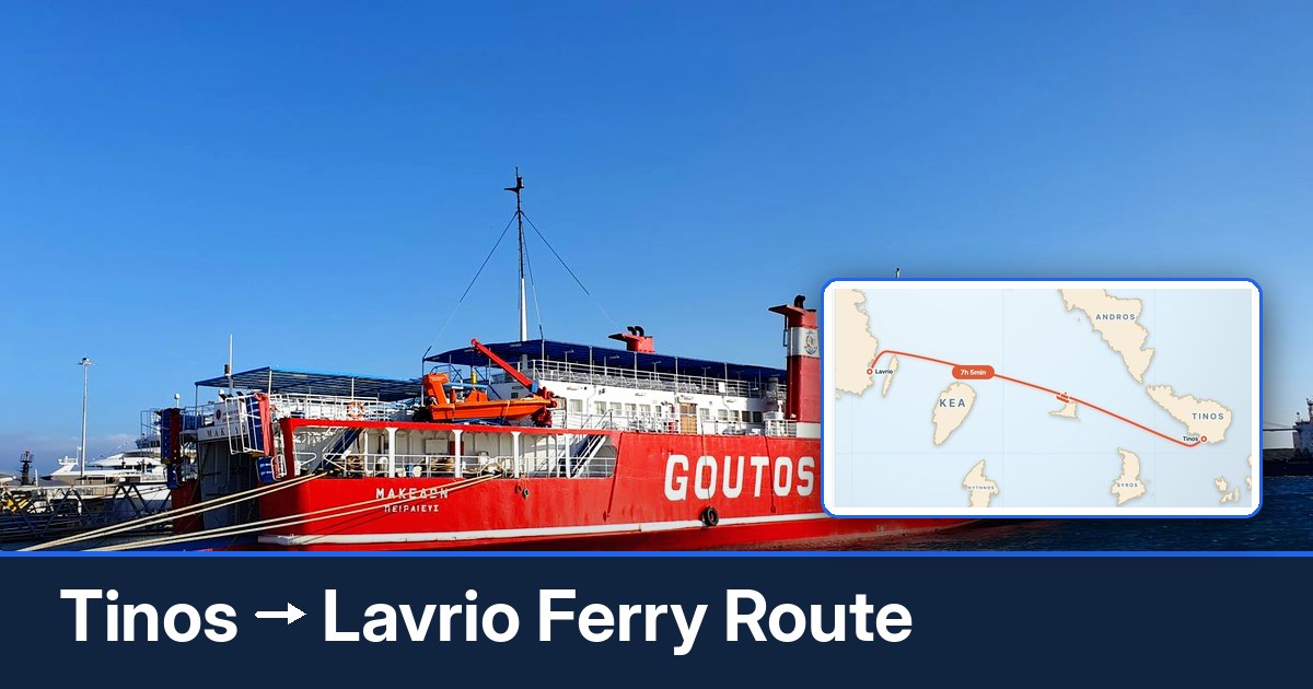 Tinos to Lavrio ferry route summary
