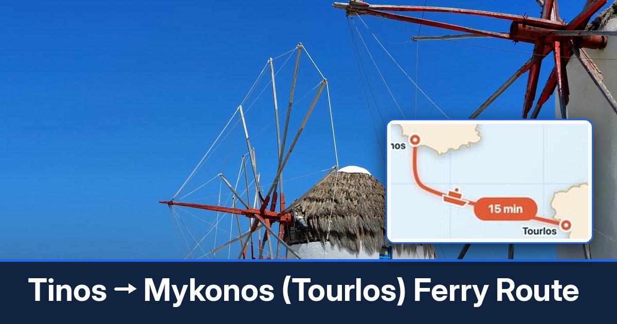 Tinos to Mykonos (Tourlos) ferry route summary