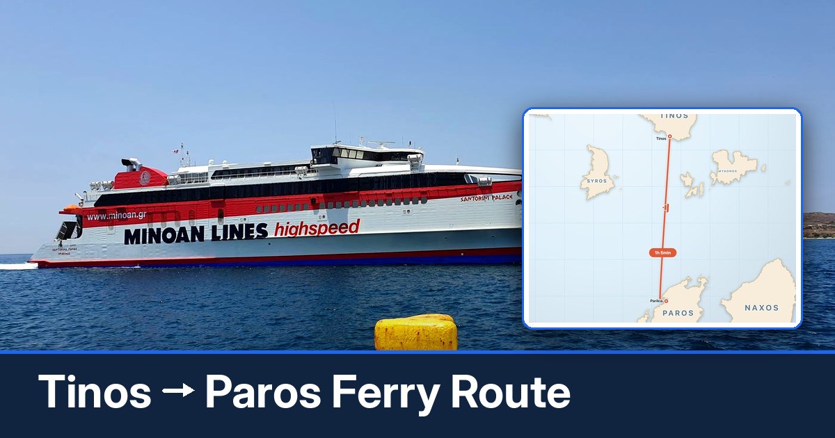 Tinos to Paros ferry route summary
