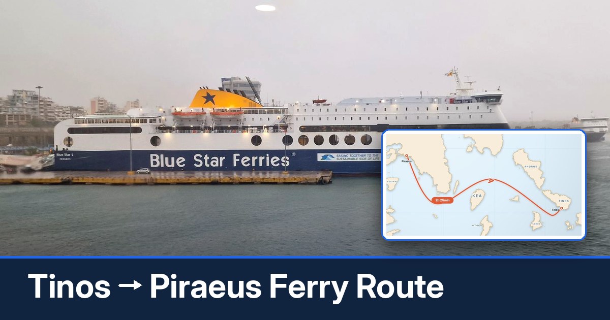 Tinos to Piraeus ferry route summary