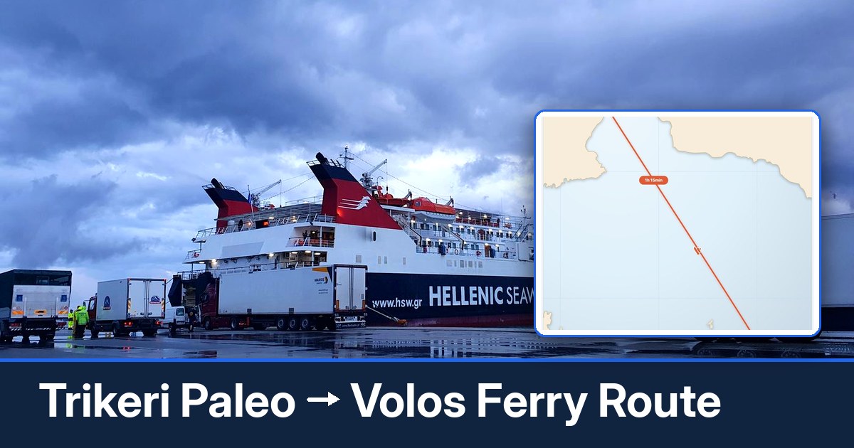 Trikeri Paleo to Volos ferry route summary