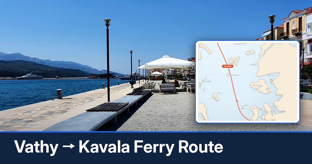 Vathy to Kavala ferry route summary