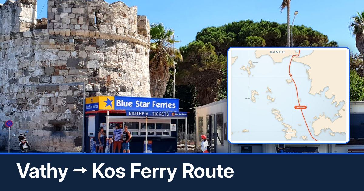 Vathy to Kos ferry route summary