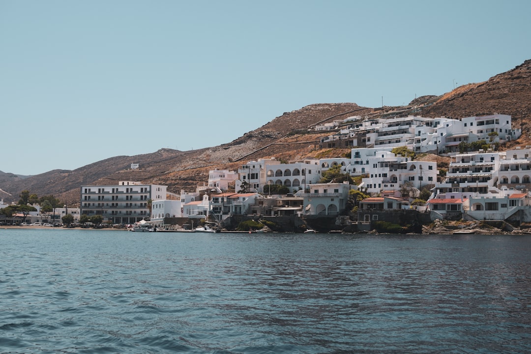 Kythnos port and view of the Aegean Sea