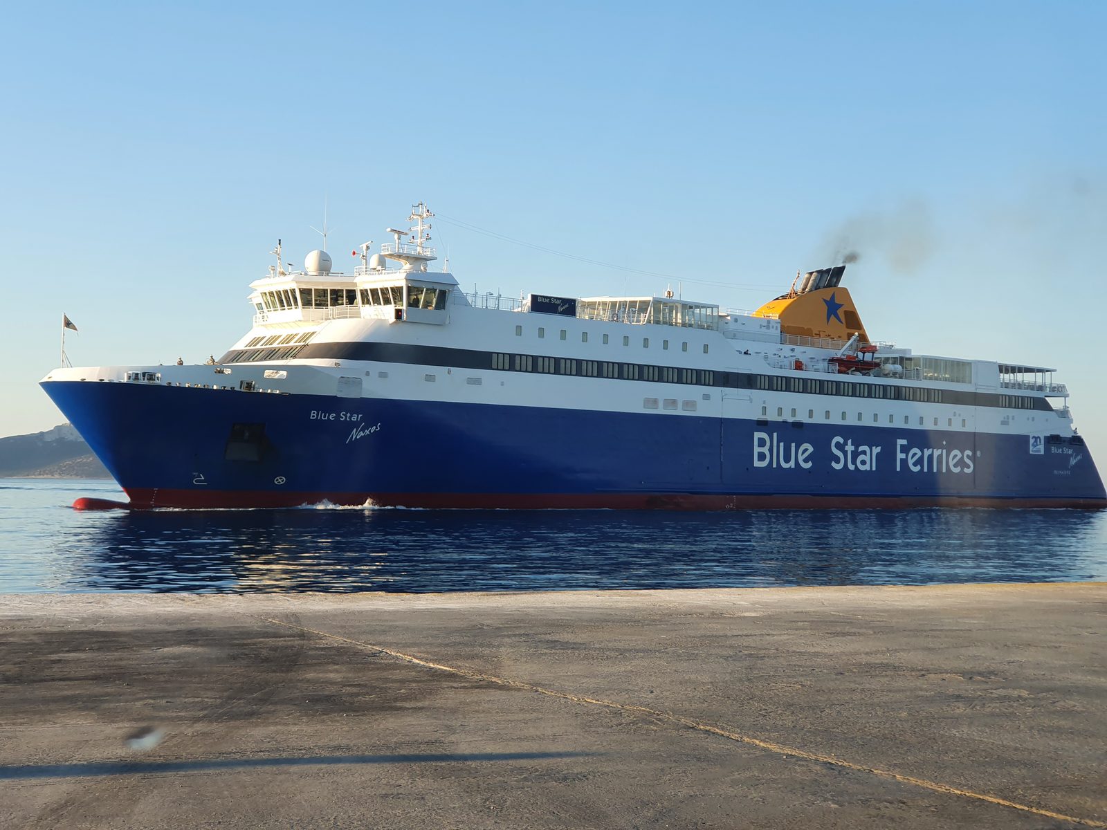 Blue Star Naxos, the car and passenger ferry operated by Blue Star Ferries, carrying up to 1,474 passengers and 240 cars.