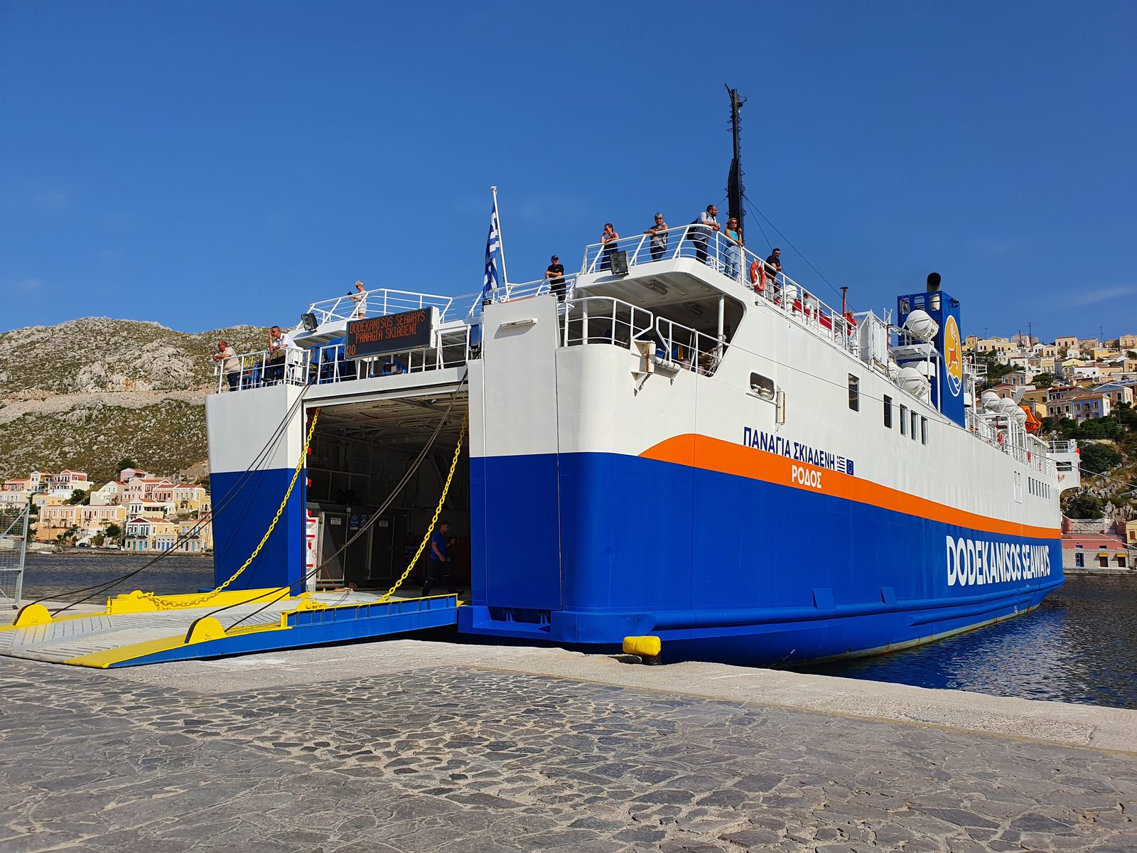Panagia Skiadeni, the conventional ferry operated by Dodekanisos Seaways, carrying up to 600 passengers and 115 cars.