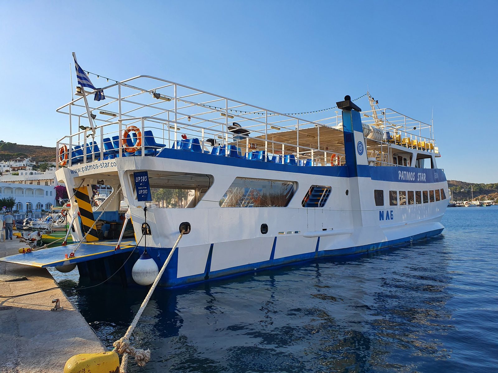 Patmos Star, the small local passenger and vehicle ferry operated by Patmos Star Shipping Company, built in 1991.