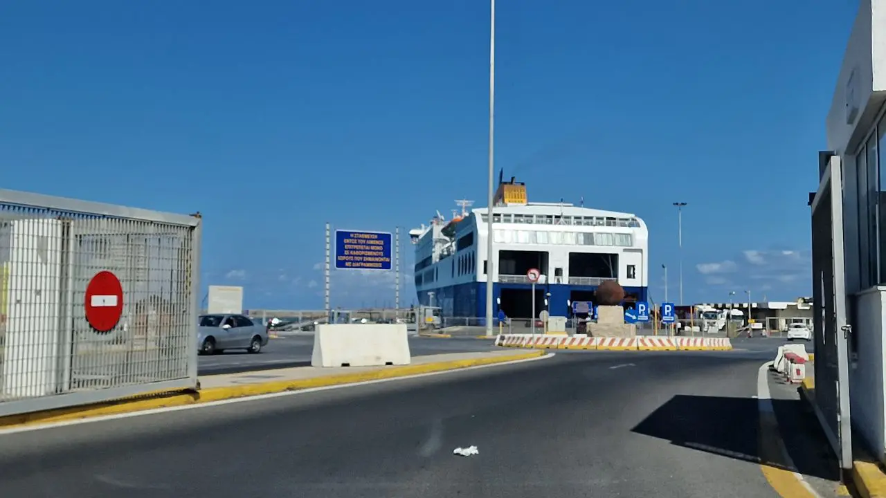 approaching the ferry port of heraklion in crete